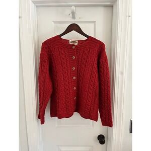 Vintage Sweaters of Ireland Merino Wool Cardigan Red